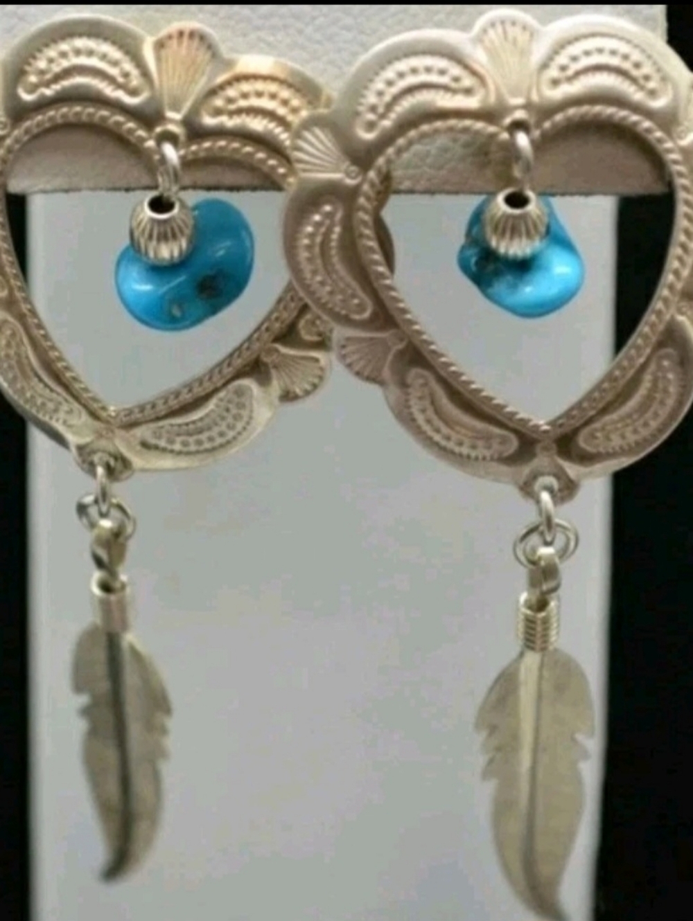 Vintage Native American Sterling Silver Handcrafted Dangle Earrings